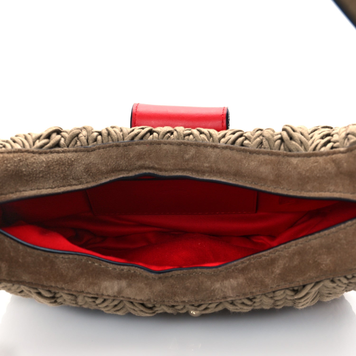 Christian Louboutin Raffia Suede Carasky Mini Shoulder Bag Crumble Gold 5 of 10