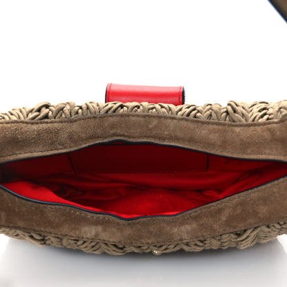 Christian Louboutin Raffia Suede Carasky Mini Shoulder Bag Crumble Gold 5 of 10