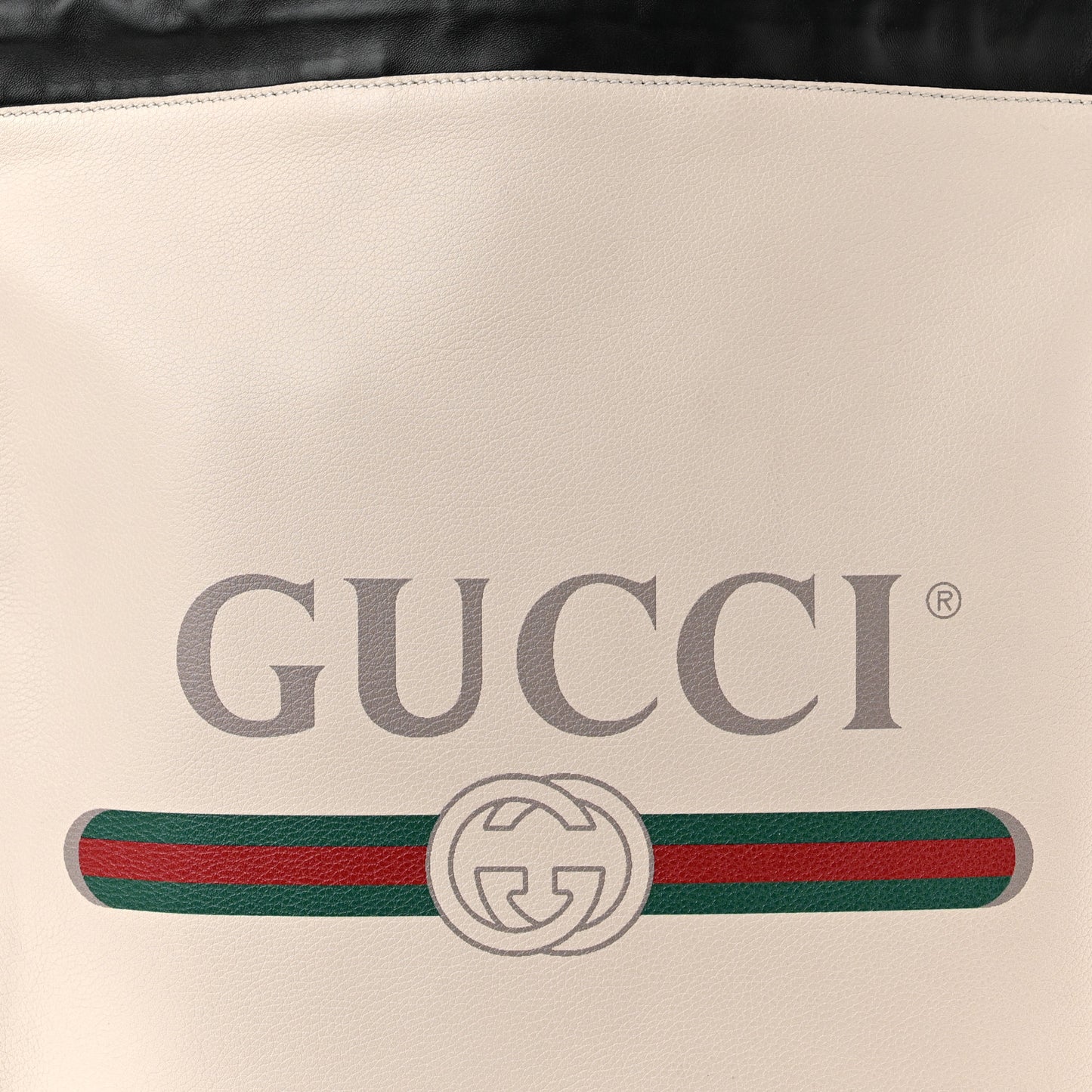Calfskin Logo Drawstring Backpack Mystic White