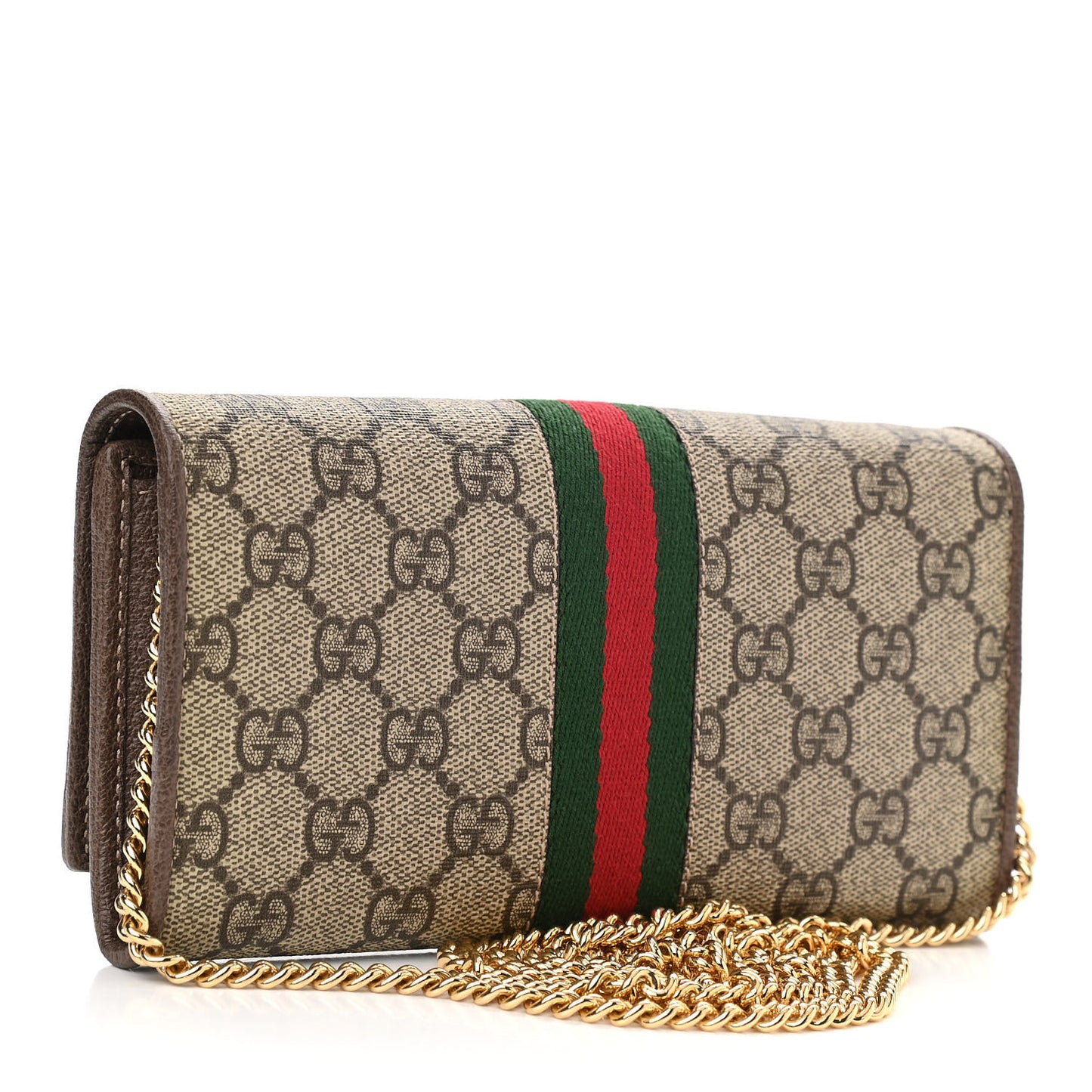GG Supreme Monogram Web Ophidia Wallet On Chain Brown