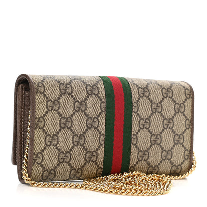Gucci GG Supreme Monogram Web Ophidia Wallet On Chain Brown 3 of 14