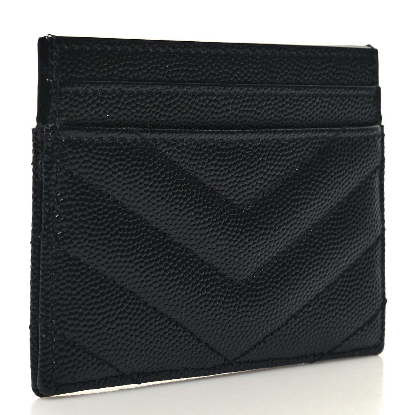Grain De Poudre Matelasse Chevron Monochrome Monogram Credit Card Case Black