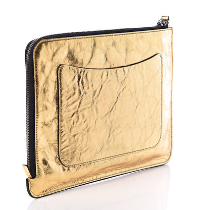 Chanel Metallic Lambskin Medium Je Ne Suis Pas En Solde Pouch Clutch Gold 3 of 9