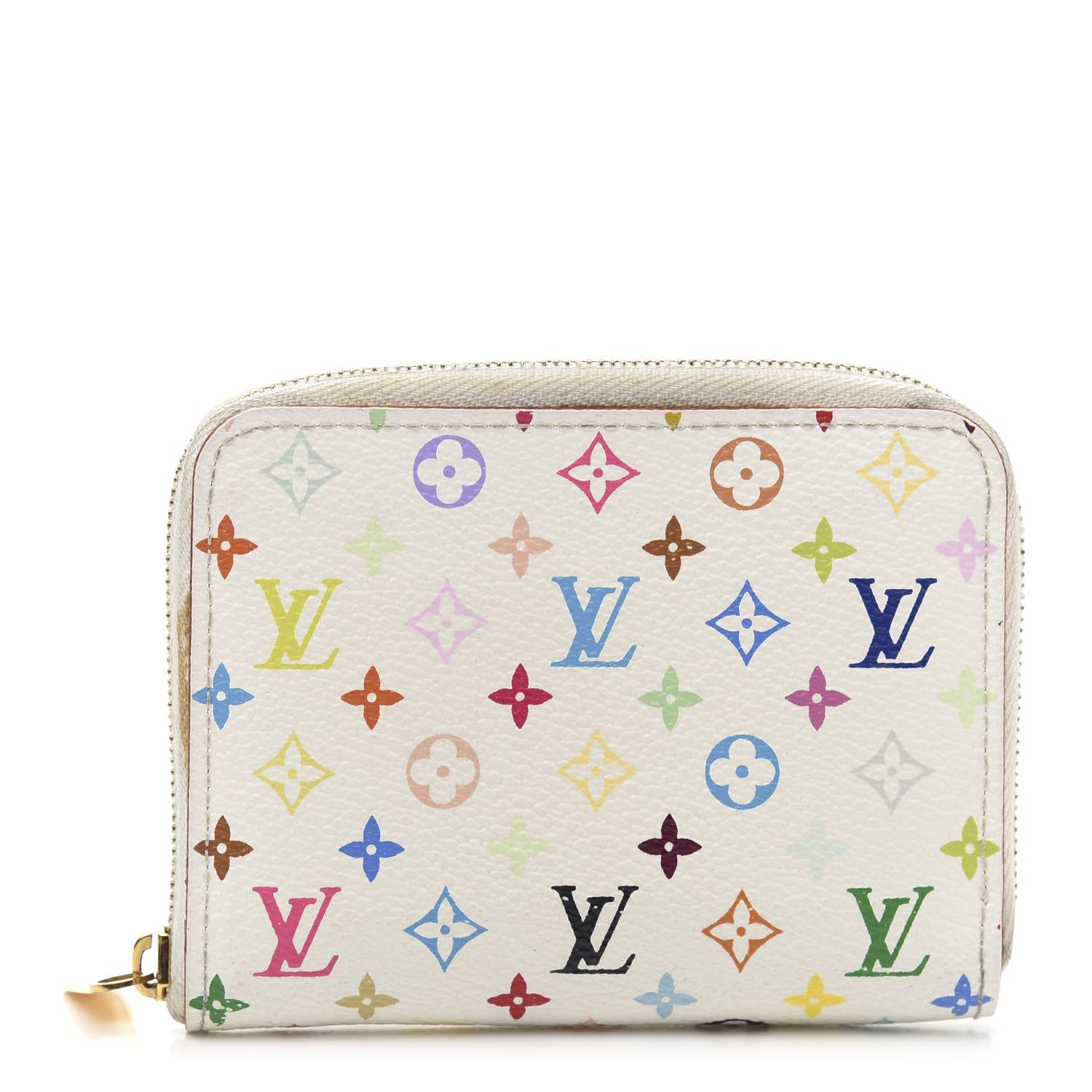 Louis Vuitton Monogram Multicolor Zippy Coin Purse Wallet White Litchi 1 of 9
