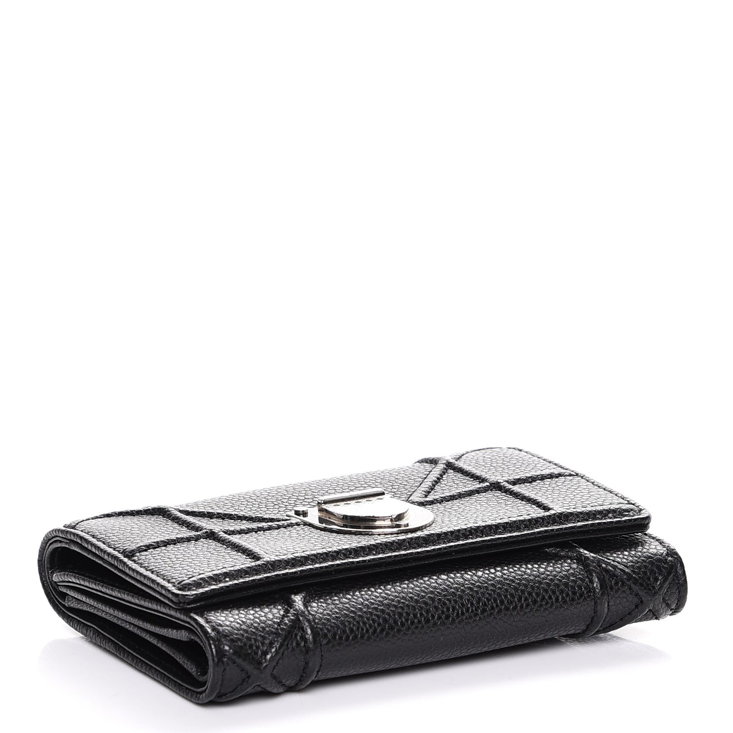 Grained Calfskin Cannage Diorama Elancee Wallet Black
