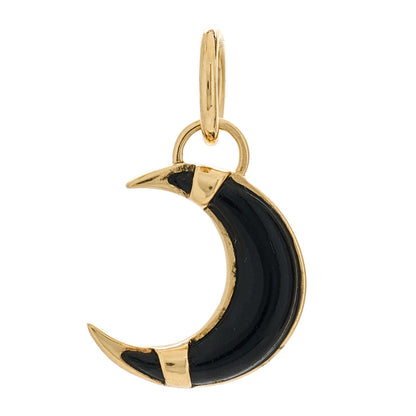 Foundrae 18K Yellow Gold Black Onyx Small Water Astrology Crescent Medallion Pendant 1 of 5