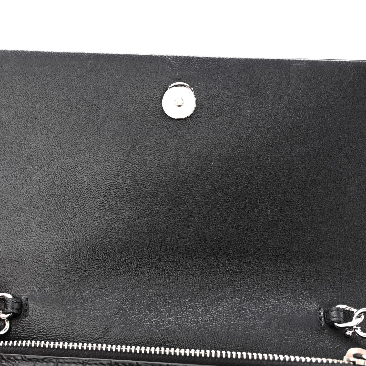 Saint Laurent Calfskin Crocodile Embossed Kate Monogram Tassel Chain Wallet Black 10 of 11