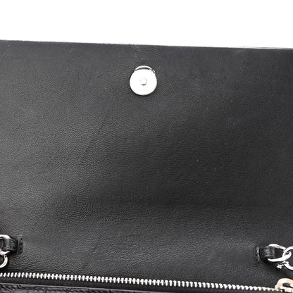 Saint Laurent Calfskin Crocodile Embossed Kate Monogram Tassel Chain Wallet Black 10 of 11