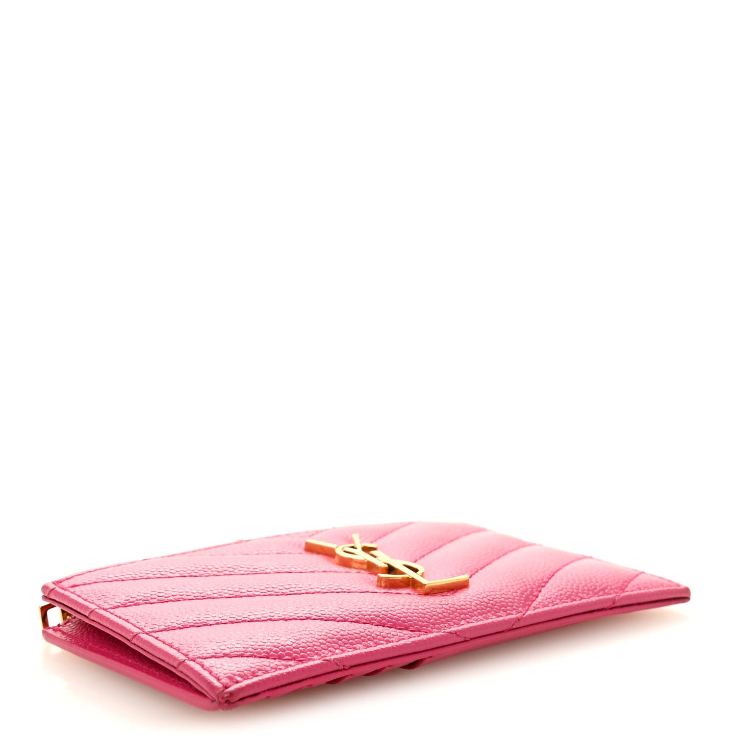 Grain De Poudre Matelasse Chevron Monogram Fragments Zippered Card Case Fresh Fuxia