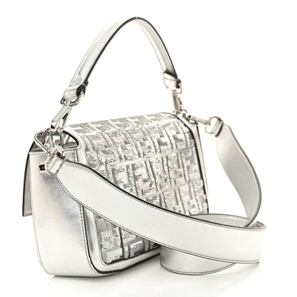 Fendi PVC Vitello Catalan Mirror Sequin FF Baguette Argento 3 of 11