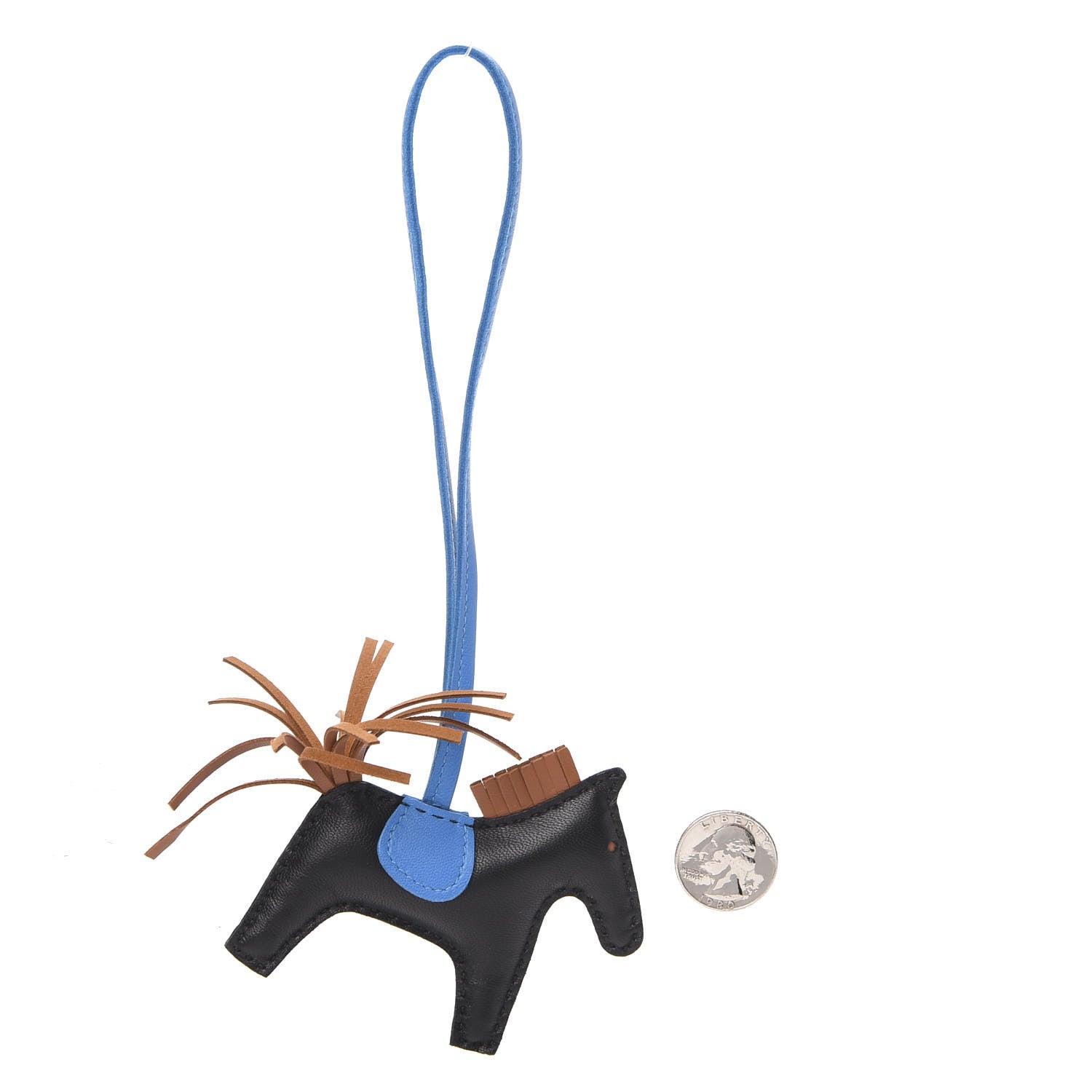 Hermes Milo Lambskin Grigri Rodeo Horse Bag Charm PM Black Gold Bleu Zanzibar 2 of 5