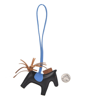Hermes Milo Lambskin Grigri Rodeo Horse Bag Charm PM Black Gold Bleu Zanzibar 2 of 5