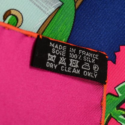 Hermes Silk Cuivreries Scarf 90 Marine Fuschia Vert 6 of 6