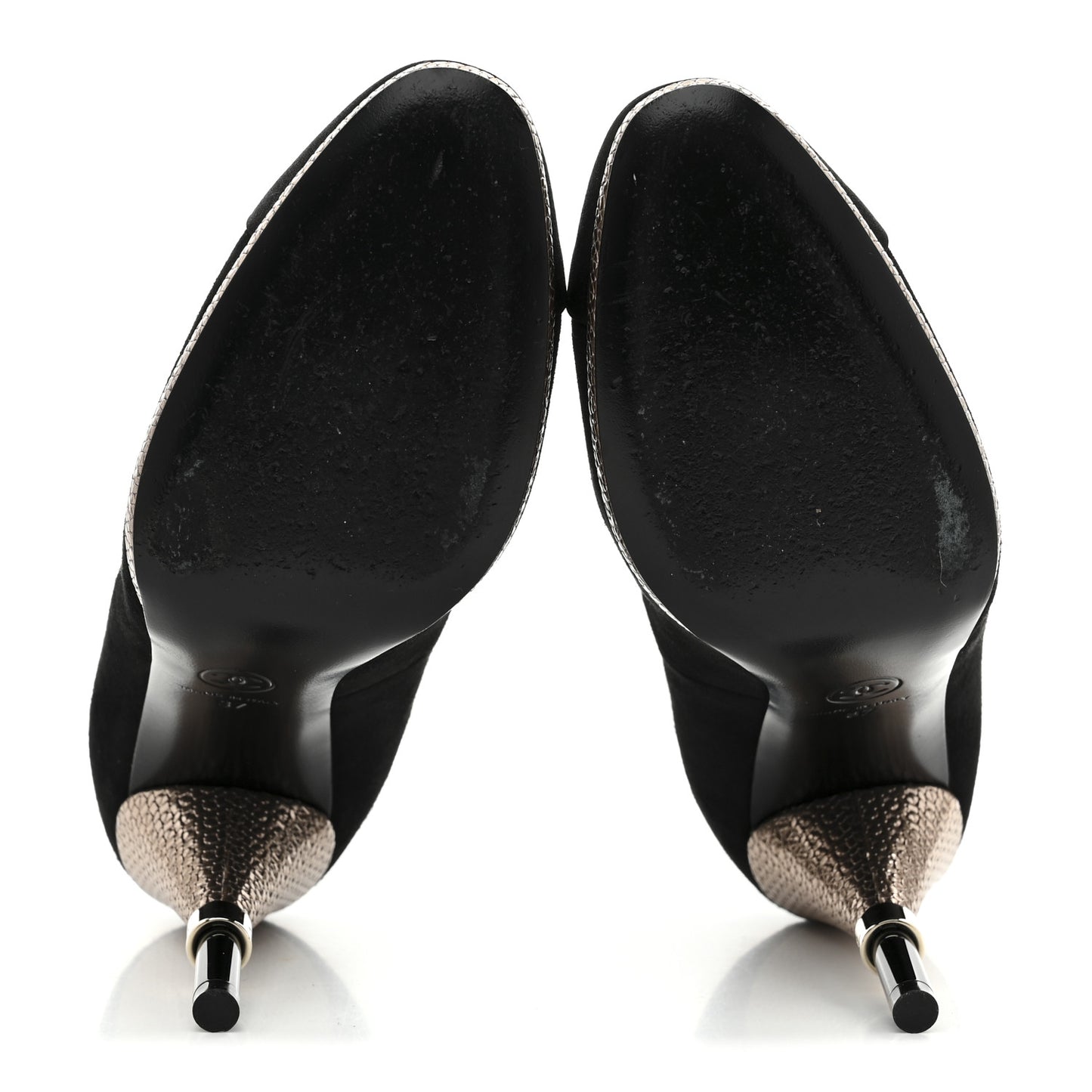 Suede Calfskin Satin Cap Toe CC Pumps 37 Black