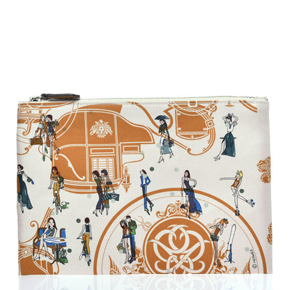 Hermes Silk Ex-Libris Les Parisiennes Silky Pocket Cosmetic Case Sesame Nata Bronze 2 of 8