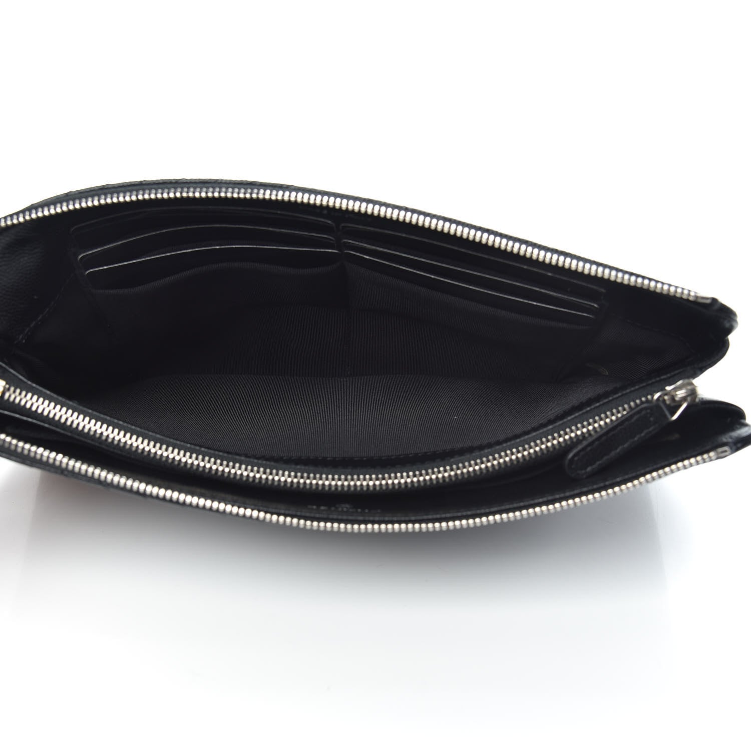 Chanel Caviar Chevron Quilted Large Zipped Clutch Black 5 of 9