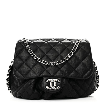Chanel Washed Lambskin Quilted Large Chain Around Messenger Black 1 of 11