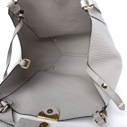 Burberry Signature Grain Calfskin Check Embossed Small Canterbury Tote Stone White 5 of 12