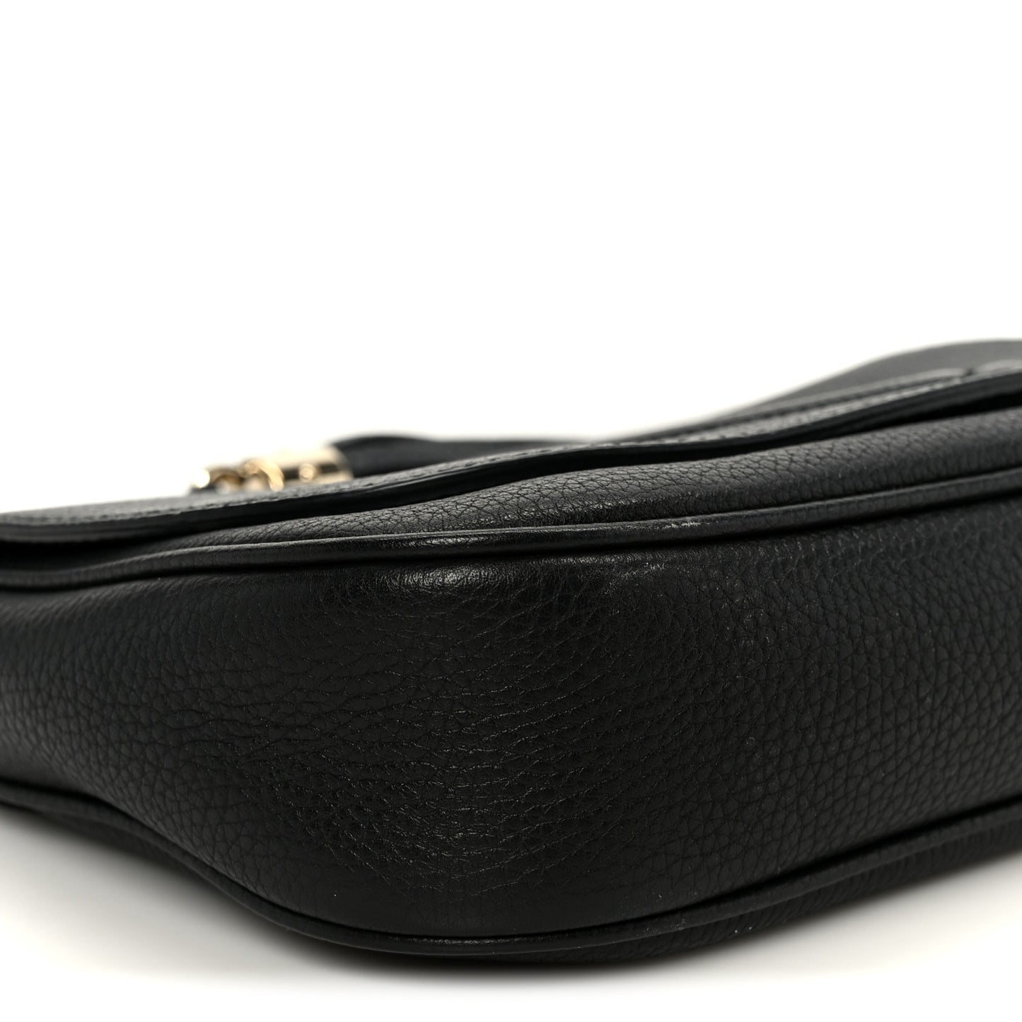Pebbled Calfskin Medium Soho Flap Crossbody Black