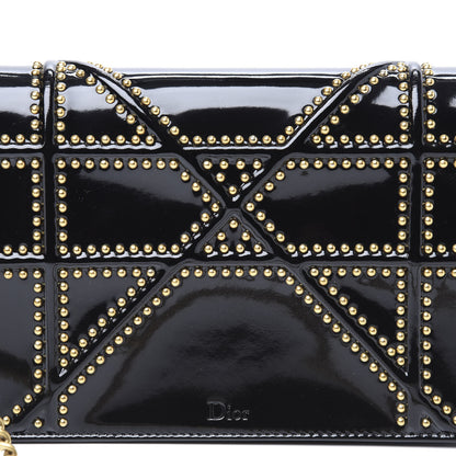 Christian Dior Patent Studded Diorama Wallet on Chain Pouch Black 9 of 10