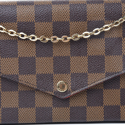 Louis Vuitton Damier Ebene Pochette Felicie Chain Wallet 12 of 14