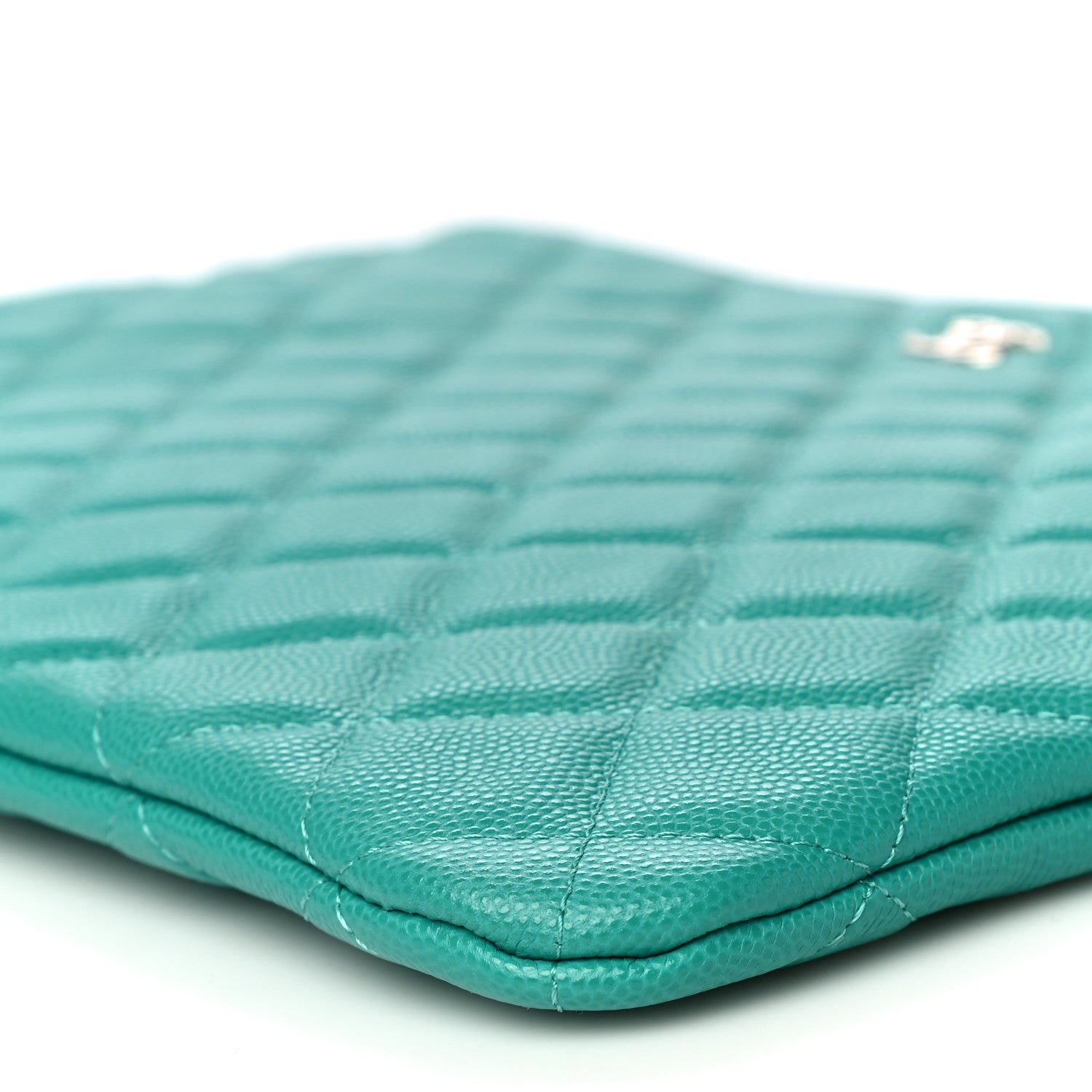 Chanel Caviar Quilted Medium Cosmetic Case Turquoise 10 of 10