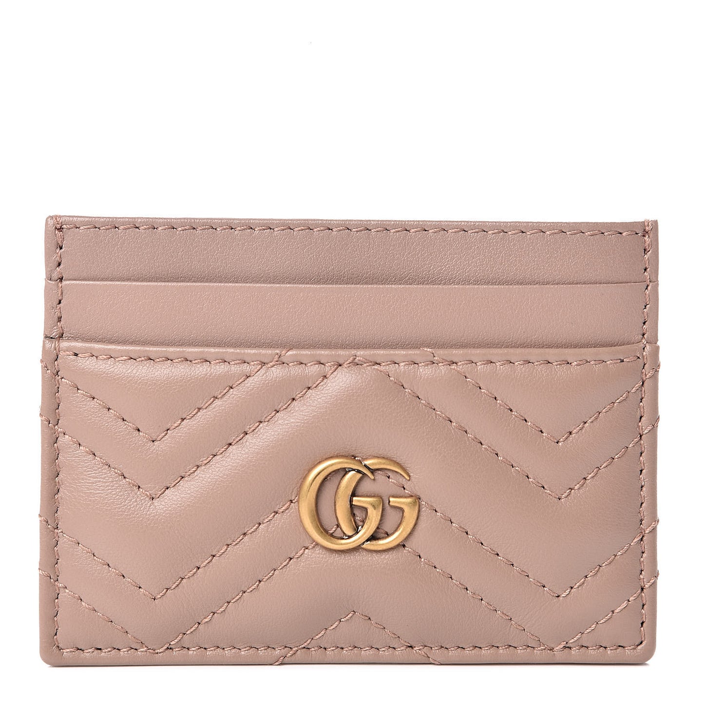 Calfskin Matelasse GG Marmont Card Holder Porcelain Rose