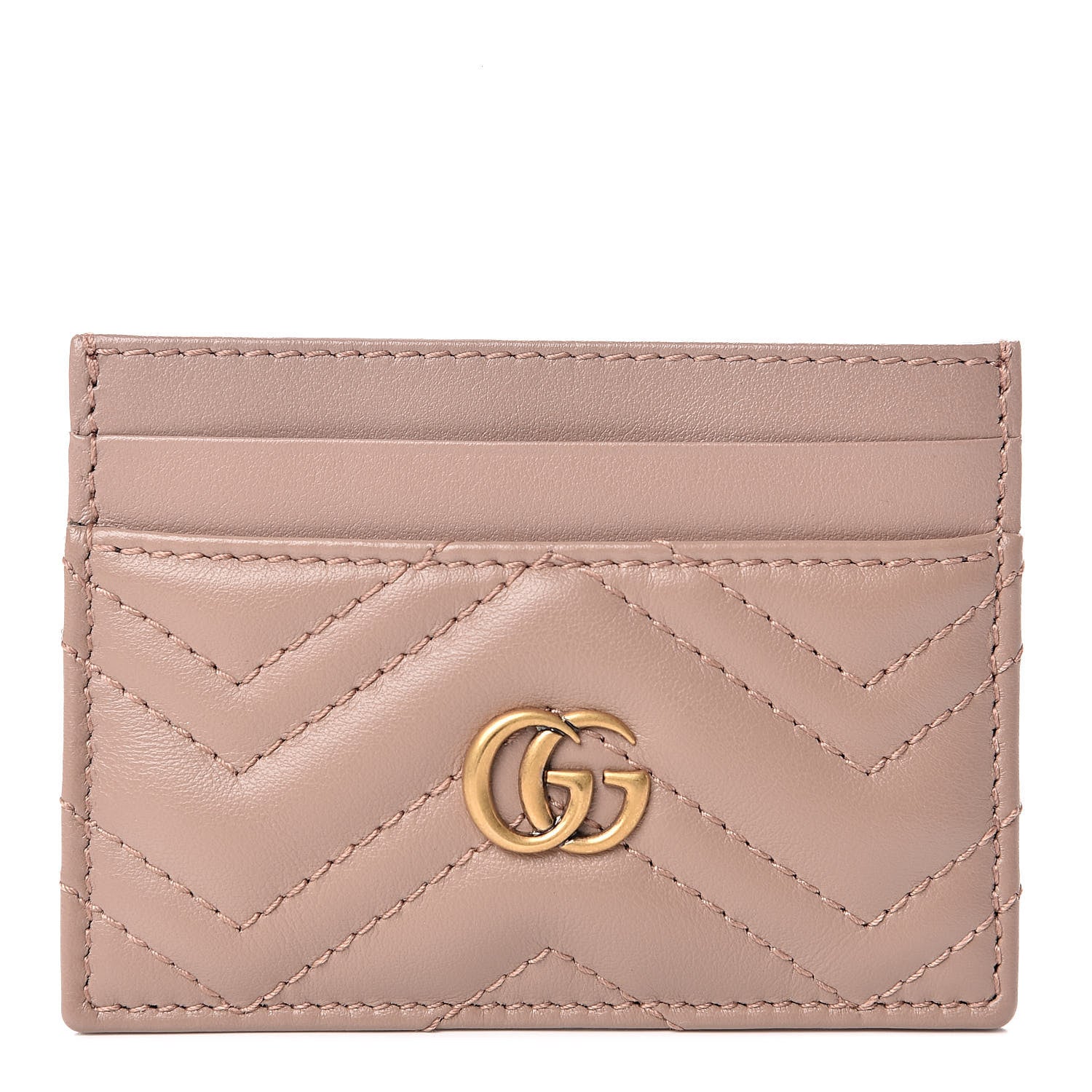 Gucci Calfskin Matelasse GG Marmont Card Holder Porcelain Rose 1 of 7