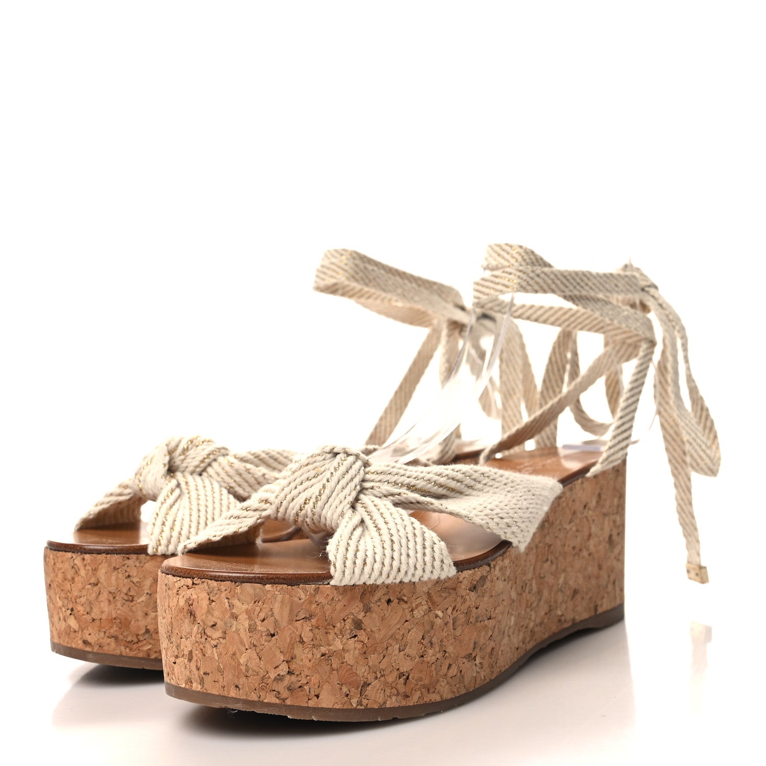 Jimmy Choo Fabric Lace Up Norah Wedge Sandals 37.5 3 of 7