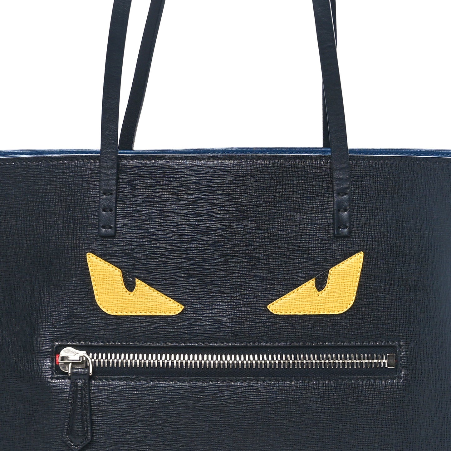 Vitello Elite Cuoio Monster Buggies Medium Roll Tote Black Multicolor Blue Cobalto