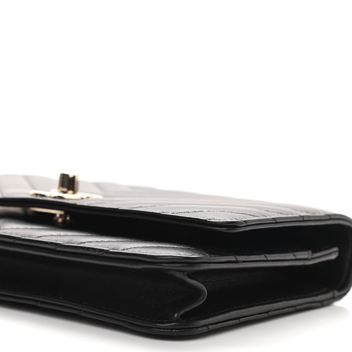 Chanel Lambskin Chevron Quilted Trendy CC Wallet On Chain WOC Black 11 of 12