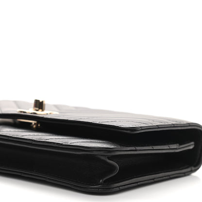 Chanel Lambskin Chevron Quilted Trendy CC Wallet On Chain WOC Black 11 of 12