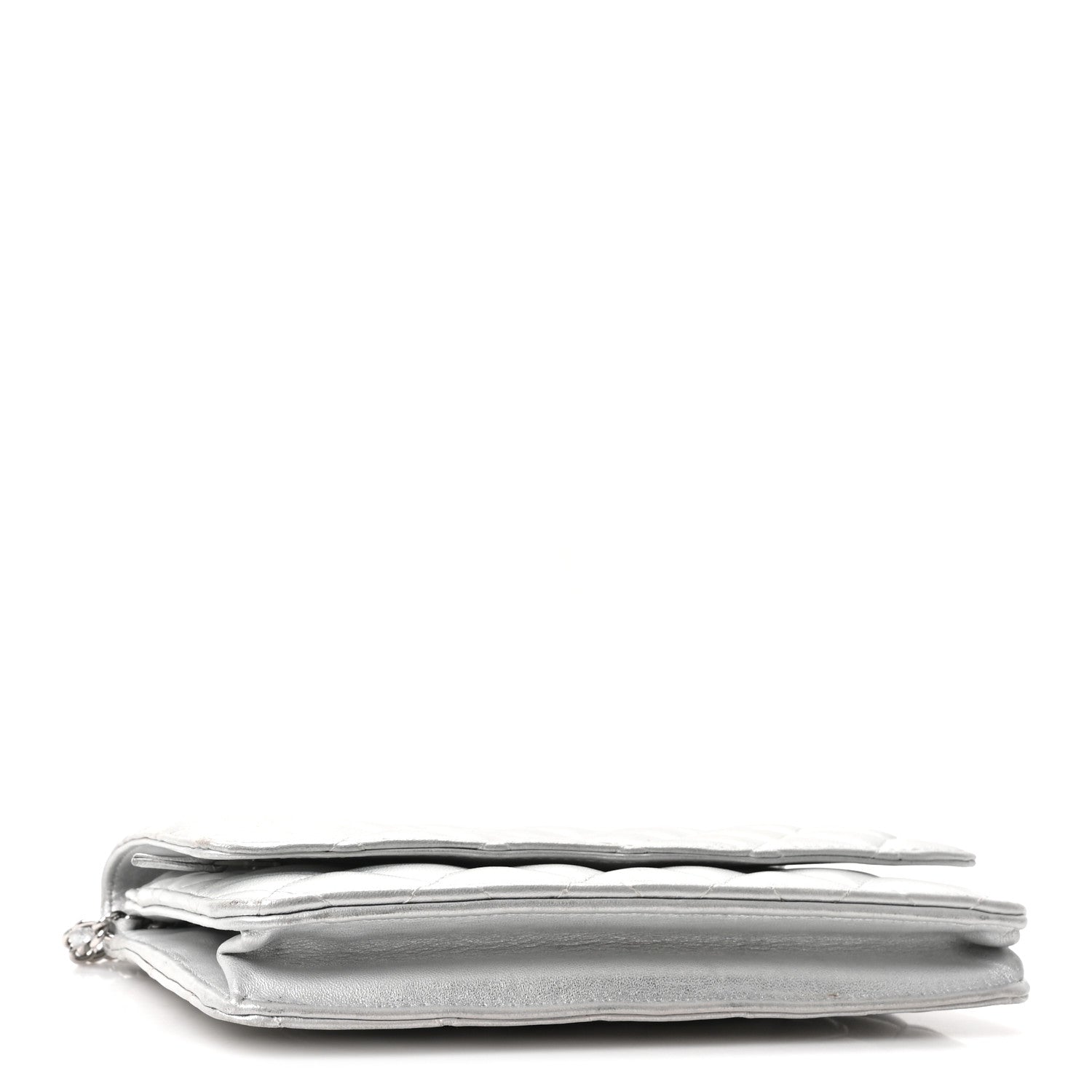 Chanel Metallic Lambskin Quilted Wallet On Chain WOC Silver 4 of 11