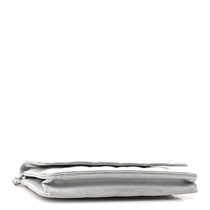 Chanel Metallic Lambskin Quilted Wallet On Chain WOC Silver 4 of 11