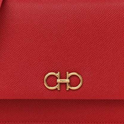 Salvatore Ferragamo Hammered Calfskin Gancini Minibag Red 8 of 9