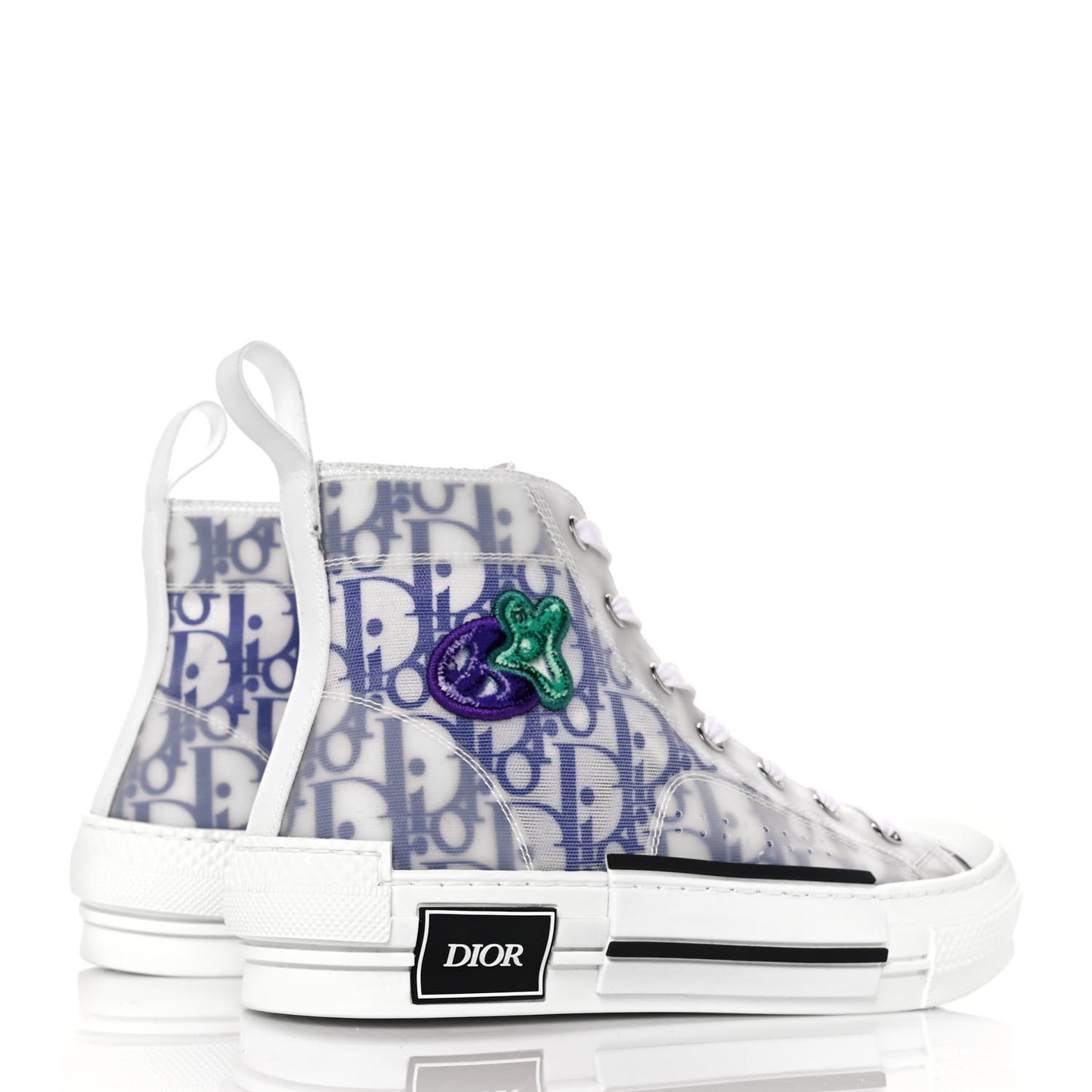 X KENNY SCARF Technical Canvas Oblique Patch Mens B23 High Top Sneakers 37 White Blue