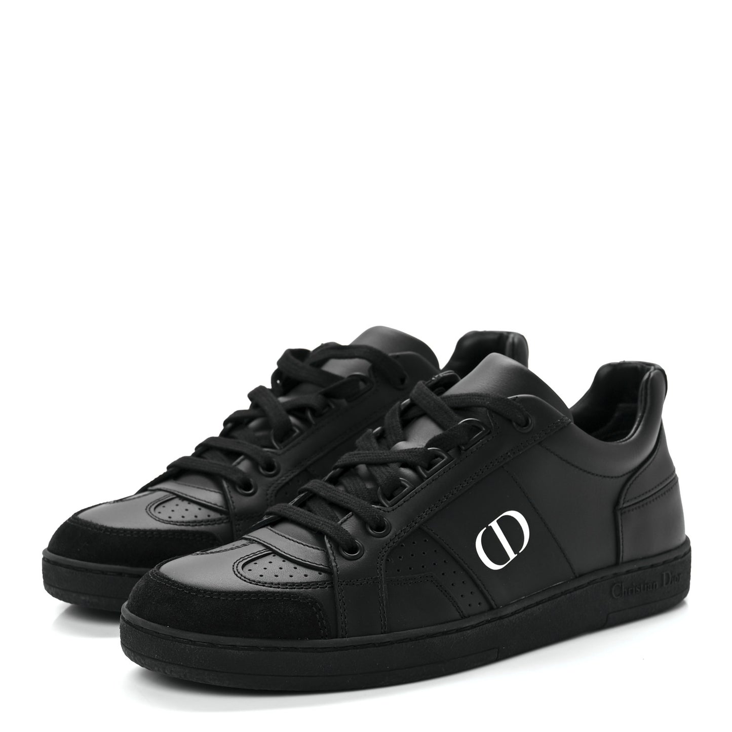 Calfskin Suede Logo Sneakers 35.5 Black
