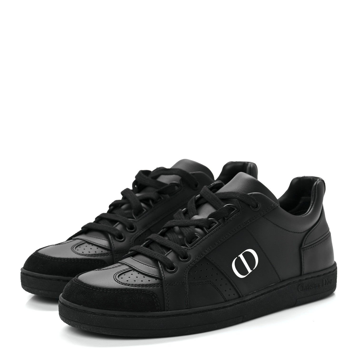 Christian Dior Calfskin Suede Logo Sneakers 35.5 Black 3 of 9