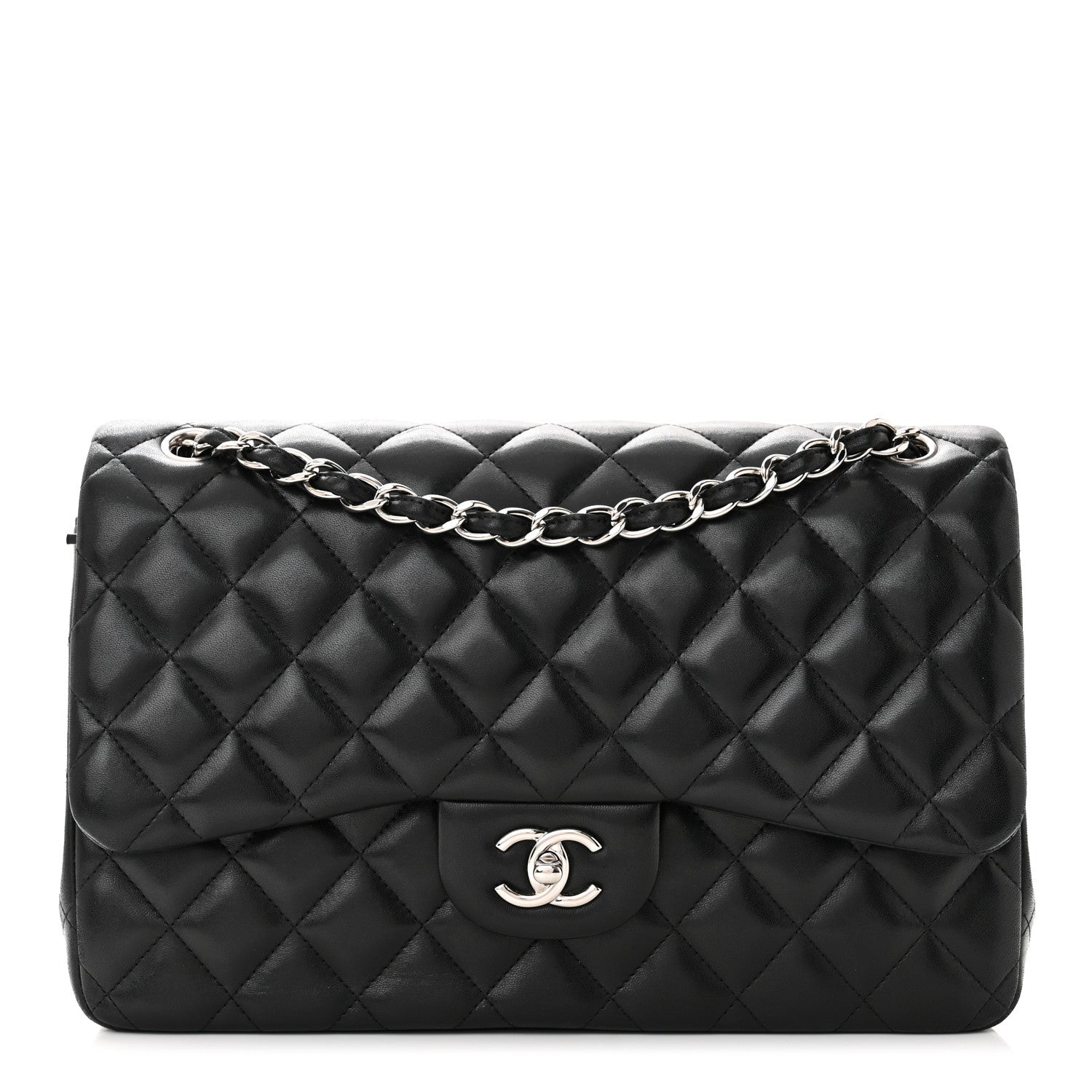 Chanel Lambskin Quilted Jumbo Double Flap Black 1 of 10