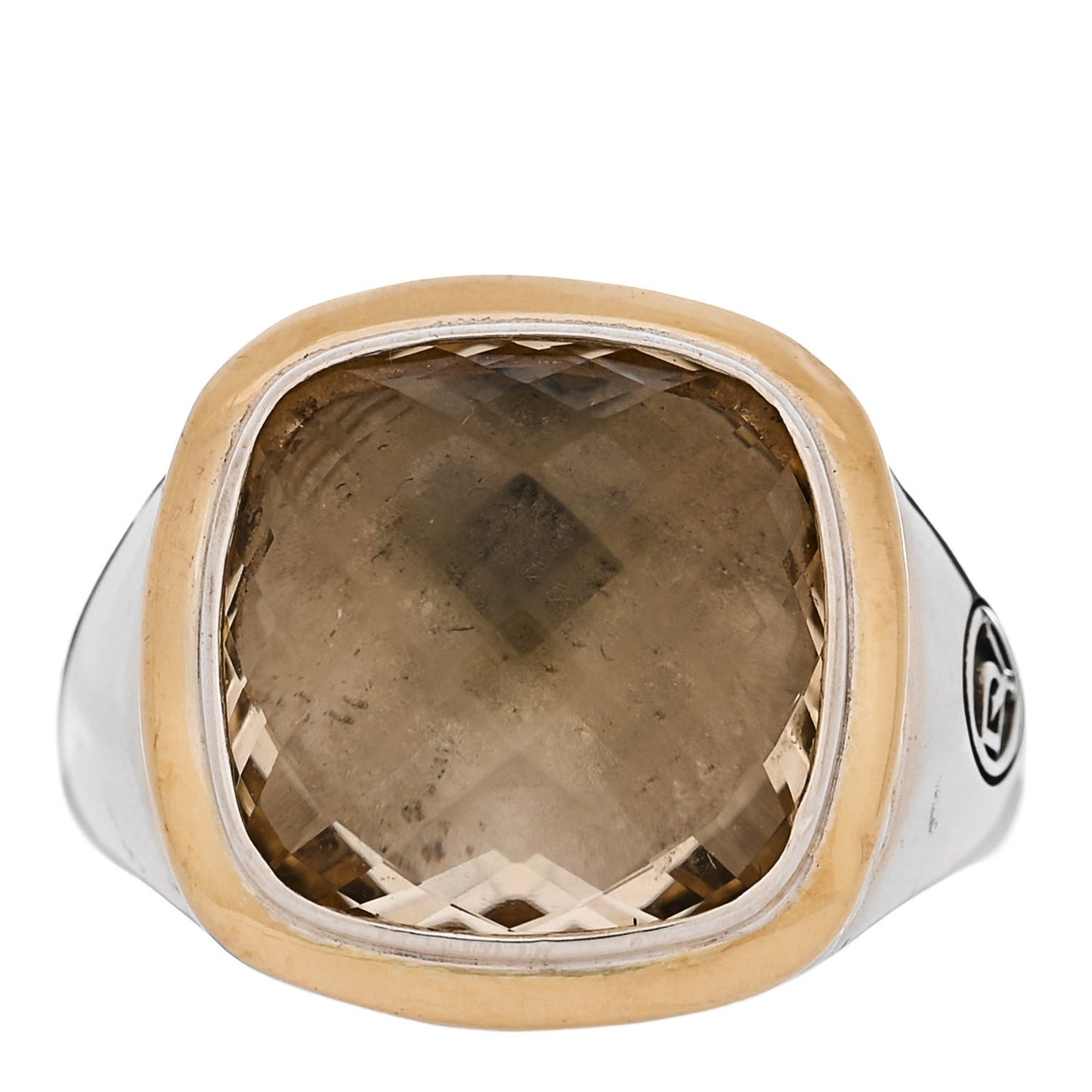 Sterling Silver 18K Yellow Gold Lemon Quartz 14mm Albion Statement Ring 57 8