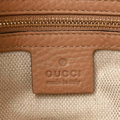 Gucci Linen Canvas Pebbled Calfskin Small Soho Top Handle Bag White Camelia 6 of 10