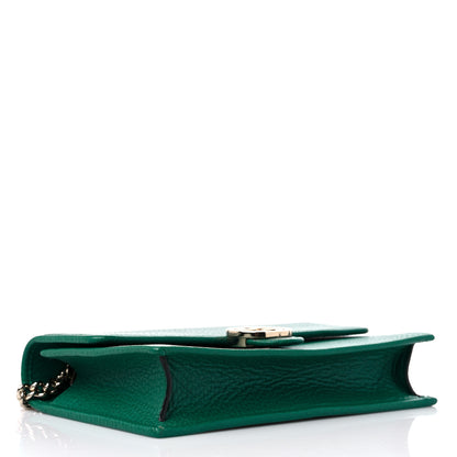 Gucci Dollar Calfskin Interlocking G Chain Wallet Emerald 3 of 9