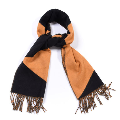 Hermes Cashmere Casaque Zig Zag Muffler Black Ocre Dore 3 of 3