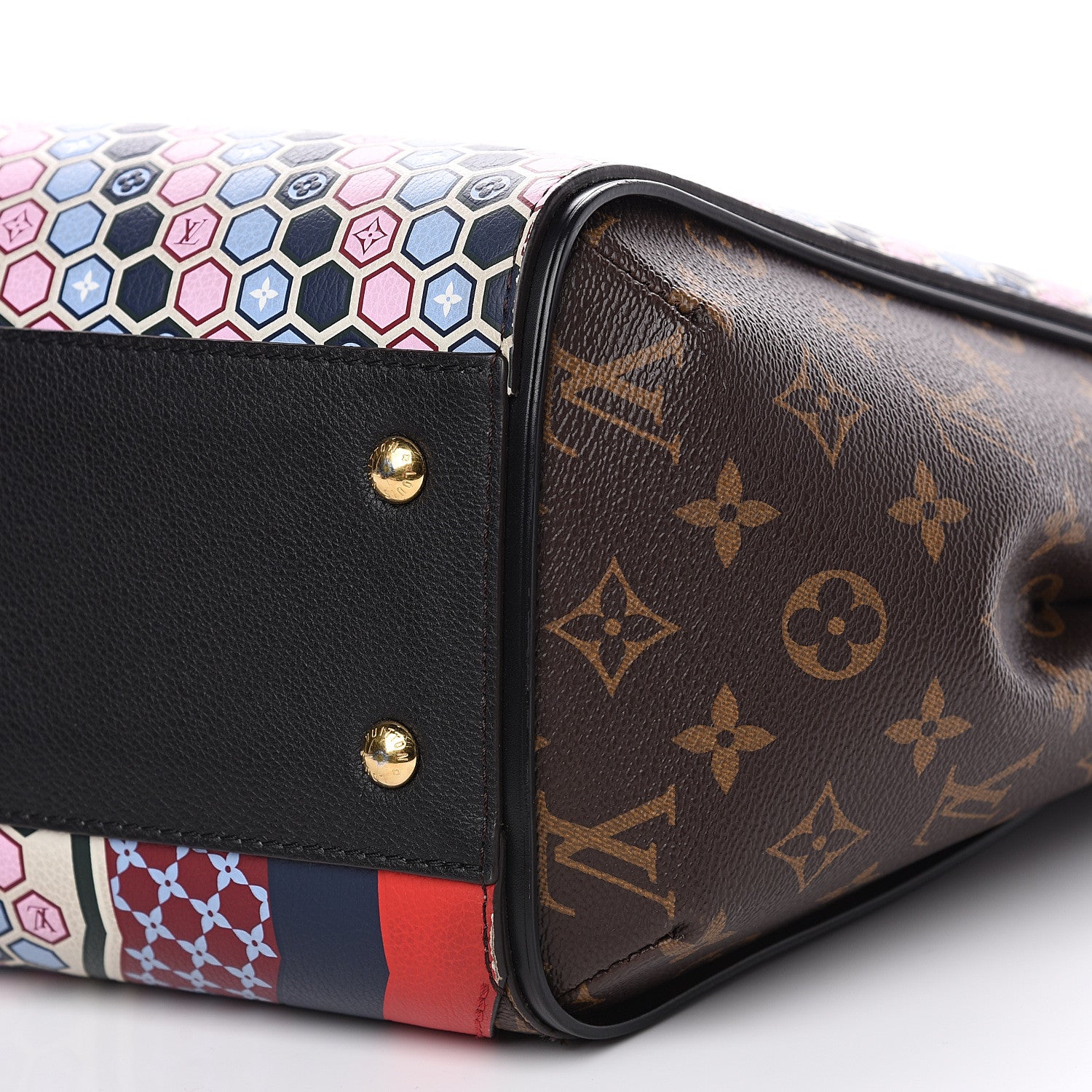 Louis Vuitton Calfskin Monogram Kimono Tote MM Rouge Navy 8 of 10