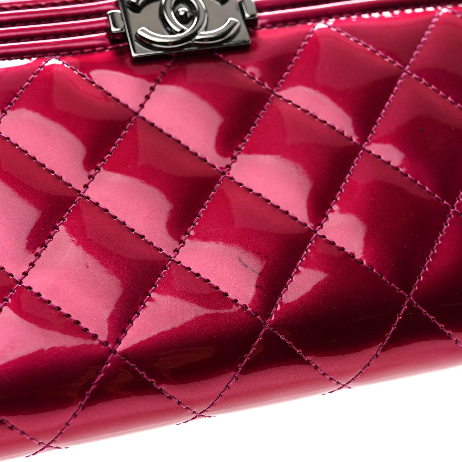 Chanel Metallic Patent Calfskin Quilted Boy L-Gusset Zip Wallet Pink 10 of 11