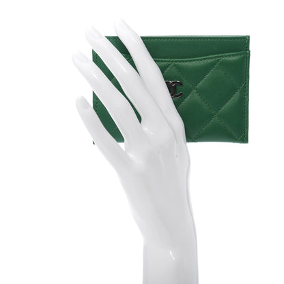 Chanel Lambskin Quilted Card Holder Green 2 of 8
