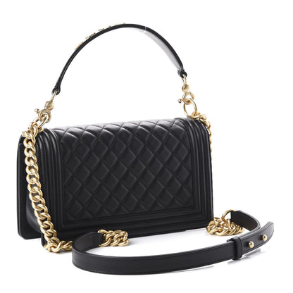 Chanel Calfskin Medium Boy Logo Top Handle Flap Black 3 of 11