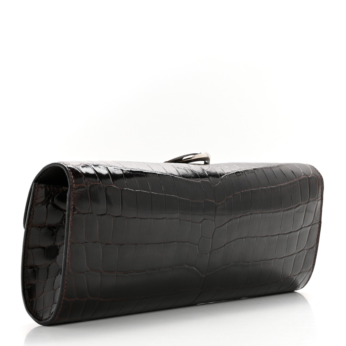Shiny Niloticus Crocodile Egee Clutch Havane