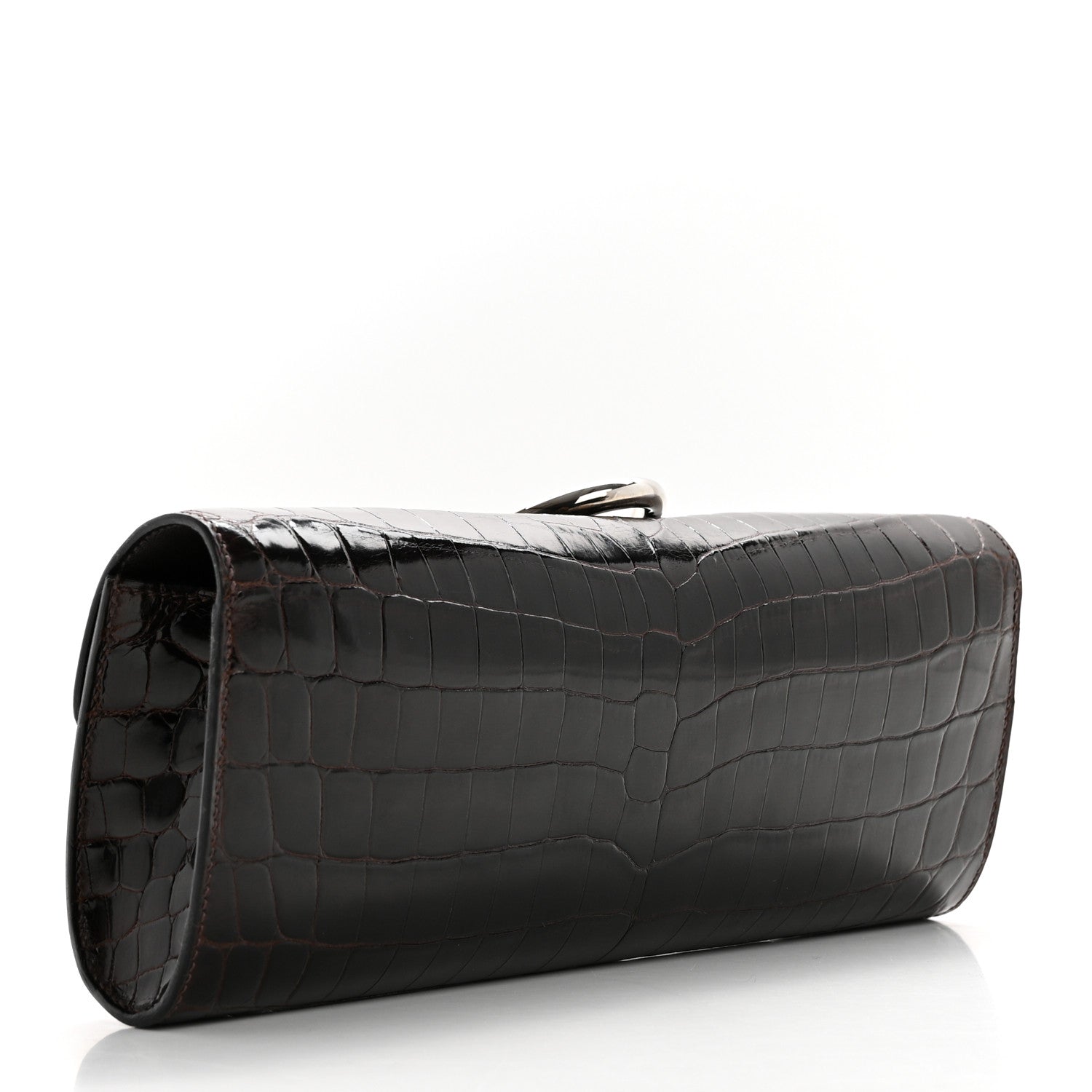 Hermes Shiny Niloticus Crocodile Egee Clutch Havane 3 of 11