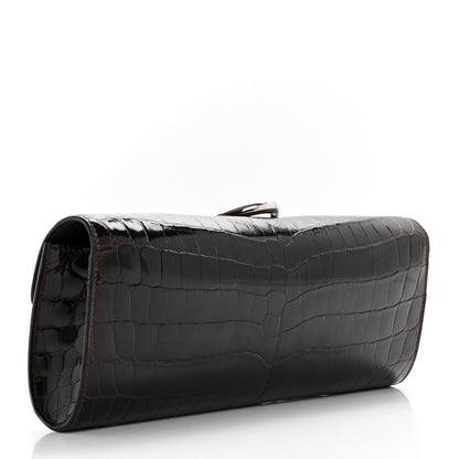 Hermes Shiny Niloticus Crocodile Egee Clutch Havane 3 of 11
